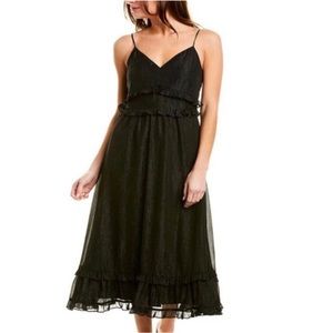 Madewell Black Metallic Thread Ruffle Cami Dress.
